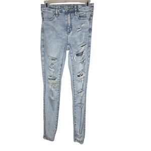 American Eagle Next Level Stretch Super High Rise Ripped Jeggings Sz 2